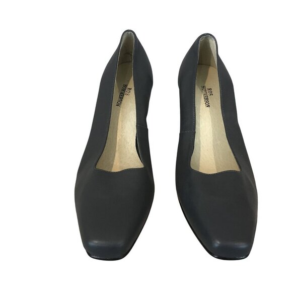 Ros Hommerson Gray Leather Womens Square Toe Pumps Size 7.5 With 2.5" Block Heel - Picture 3 of 9